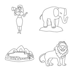 Vector illustration of entertainment and forest icon. Set of entertainment and park vector icon for stock.