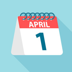 April 1 - Calendar Icon. Vector illustration of one day of month. Calendar Template