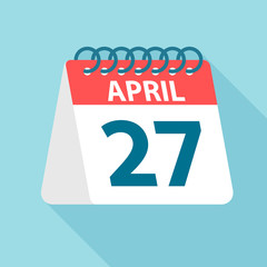 April 27 - Calendar Icon. Vector illustration of one day of month. Calendar Template