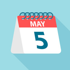 May 5 - Calendar Icon. Vector illustration of one day of month. Calendar Template
