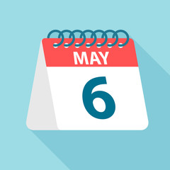 May 6 - Calendar Icon. Vector illustration of one day of month. Calendar Template