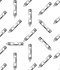 Crayon Icon Seamless Pattern, Drawing Crayon