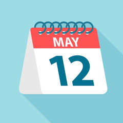 May 12 - Calendar Icon. Vector illustration of one day of month. Calendar Template