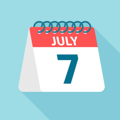July 7 - Calendar Icon. Vector illustration of one day of month. Calendar Template