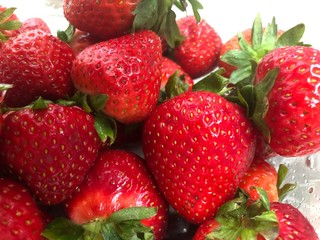 strawberries on a wooden background