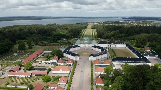 Aerial view of Fredensborg Palace located on Zealand in Denmark
