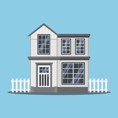 Isolated scandinavian country house in cartoon flat style.