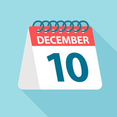 December 10 - Calendar Icon. Vector illustration of one day of month. Calendar Template