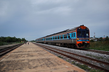 train on railway, in transportation old system, 