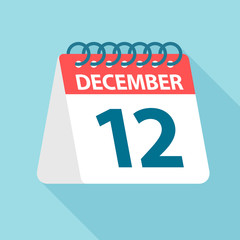 December 12 - Calendar Icon. Vector illustration of one day of month. Calendar Template