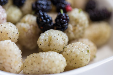 white and black mulberries; most delicious fruit