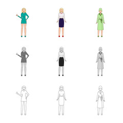 Vector illustration of posture and mood symbol. Collection of posture and female vector icon for stock.