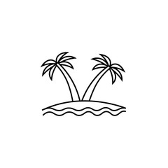 Fototapeta na wymiar Palm trees silhouette on island. Vector illustration
