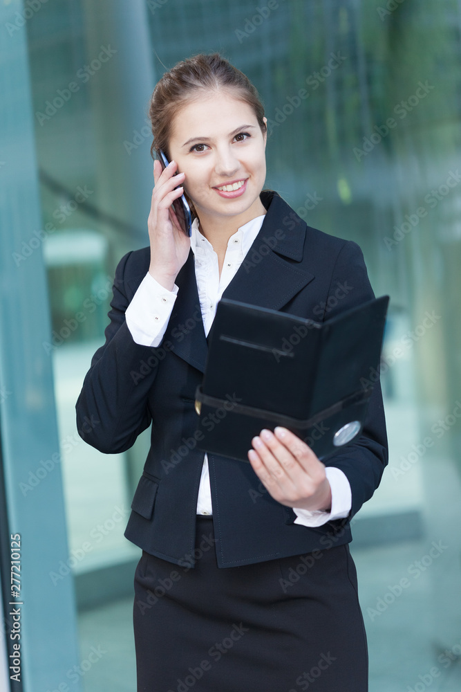 Sticker Busy businesswoman at work