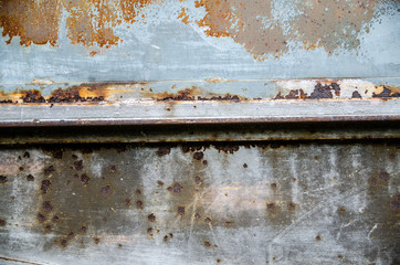 Verrosteter Hintergrund, Rost, Metall, braun, blau, grau