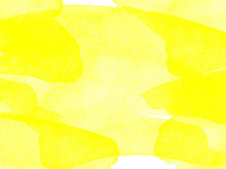 Abstract drawing of a very bright yellow watercolor on white paper