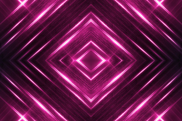 Dark abstract futuristic background. Neon lines, glow. Neon lines, shapes. Pink and blue glow