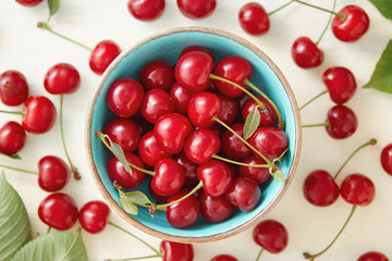Fototapeta na wymiar Cherry Bowl Full of Fresh Cherries