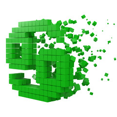 cancer zodiac sign shaped data block. version with green cubes. 3d pixel style vector illustration.