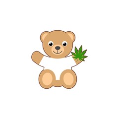 Teddy Bear icon isolated on white background, Teddy Bear with marijuana