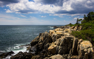 Fototapeta na wymiar Ocean cliffside view in Kennebunkport, Maine