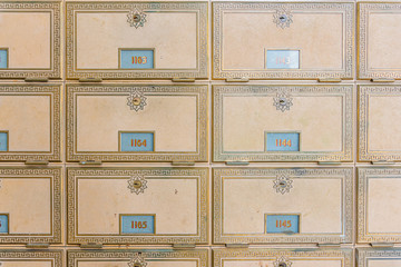 Mid-Century Design Brass Post Office Mailboxes