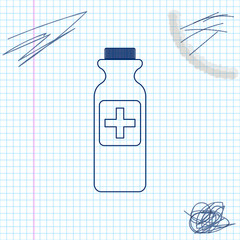 Medicine bottle line sketch icon isolated on white background. Bottle pill sign. Pharmacy design. Vector Illustration