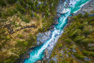 Aerial Vertical View Over The Surface Of A Mountain River Glomaga, Marmorslottet , Mo i Rana - 277215149