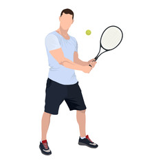 Obraz na płótnie Canvas Tennis player with ball and racket, vector flat isolated illustration