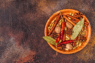 Spices ingredients for cooking. Spices concept.