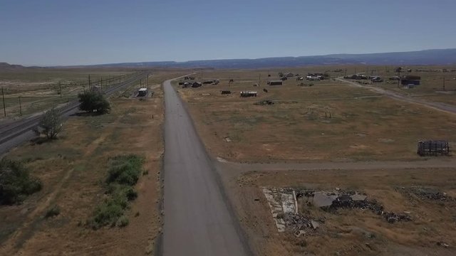 Aerial of a tiny ghost town out west