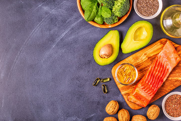 Animal and vegetable sources of omega-3 acids.