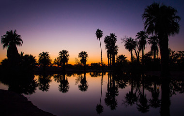 Arizona Papago Park sunset reflection