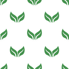 Seamless pattern with leaves icon. Green ecological sign. Protect planet. Vector illustration for design, web, wrapping paper, fabric, wallpaper.