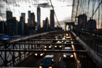 Fototapeta na wymiar New York cityscape background from Brooklyn Bridge