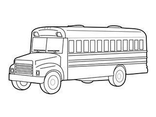 Outline vector illustration of the school bus © khobbik