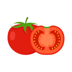 Tomato illustration. Vector. Flat design.