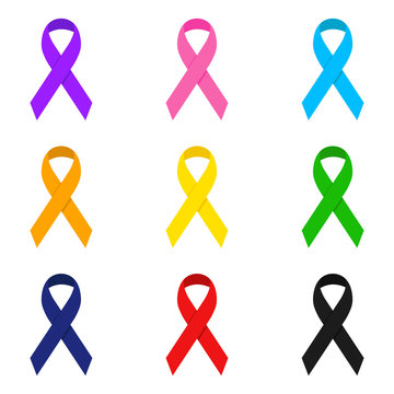 Set of coloed ribbons. Vector illustration.