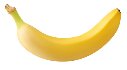 one banana isolated on white background with clipping path