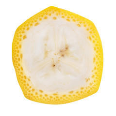 cut banana isolated on white background with clipping path