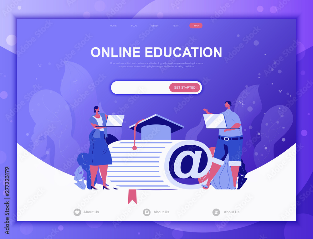 Wall mural education process flat concept vector illustration template for website and mobile app development. 