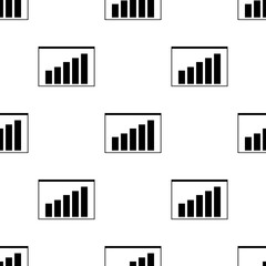 Seamless pattern with growing chart icon on white background. Business concept. Schedule. Vector illustration for design, web, wrapping paper, fabric.