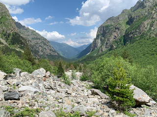 Russia, North Ossetia. Tsey gorge in sunny June day