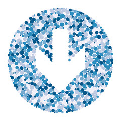Down arrow color distributed circles dots illustration
