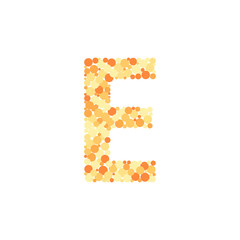 E letter color distributed circles dots illustration