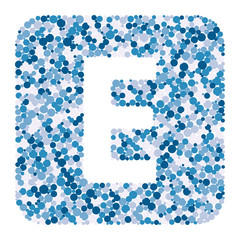 E letter color distributed circles dots illustration