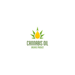 Cannabis oil logo. Organic product vector emblem.