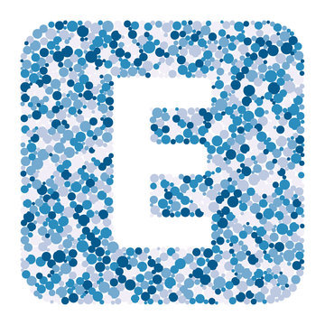 E letter color distributed circles dots illustration
