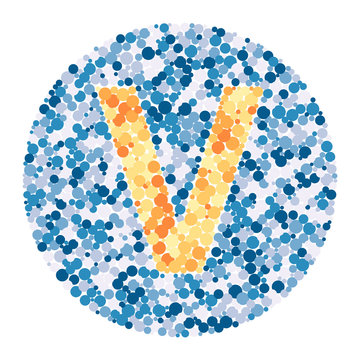V letter color distributed circles dots illustration