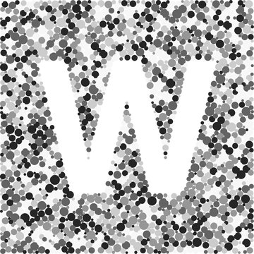 W letter color distributed circles dots illustration